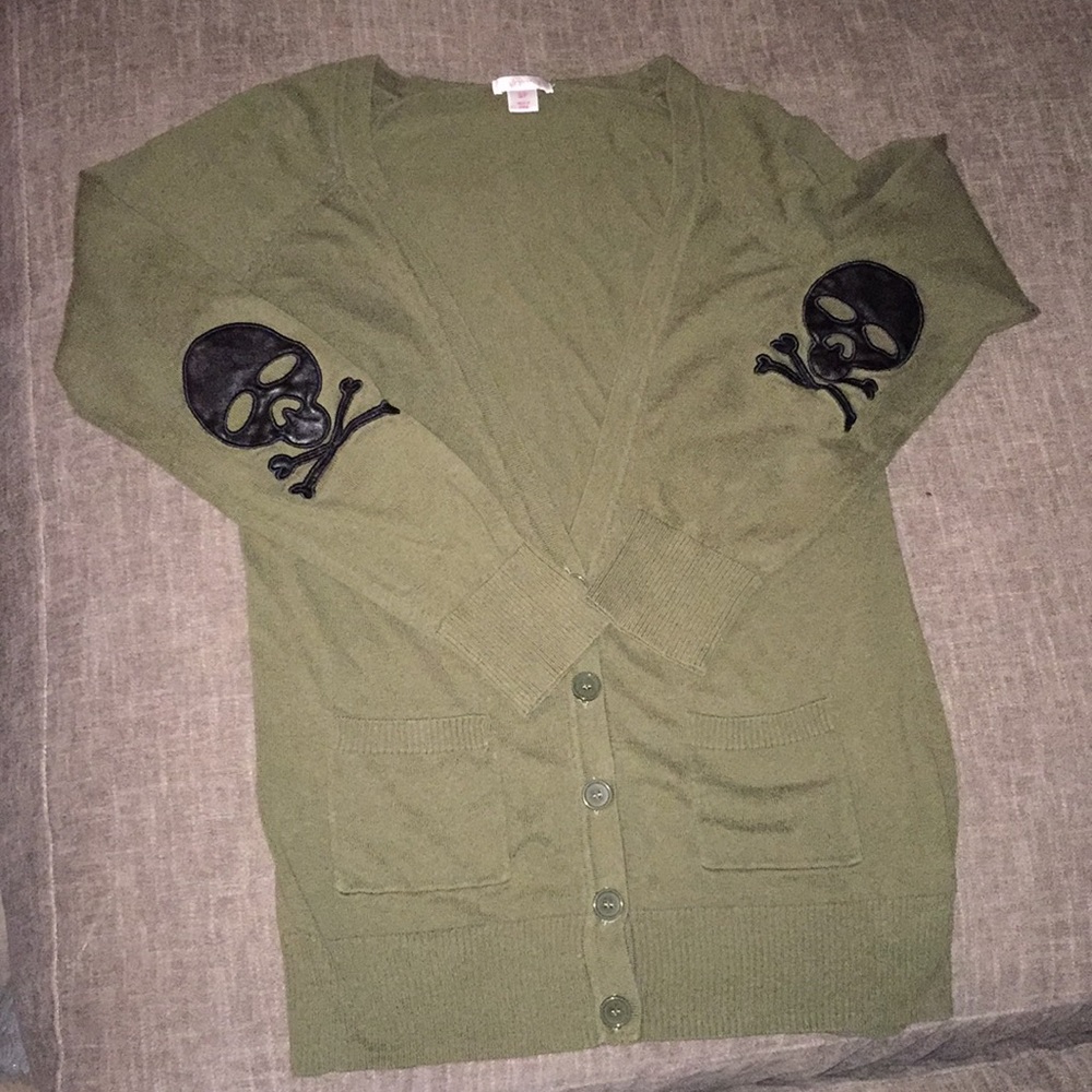 Olive Skull Cardigan